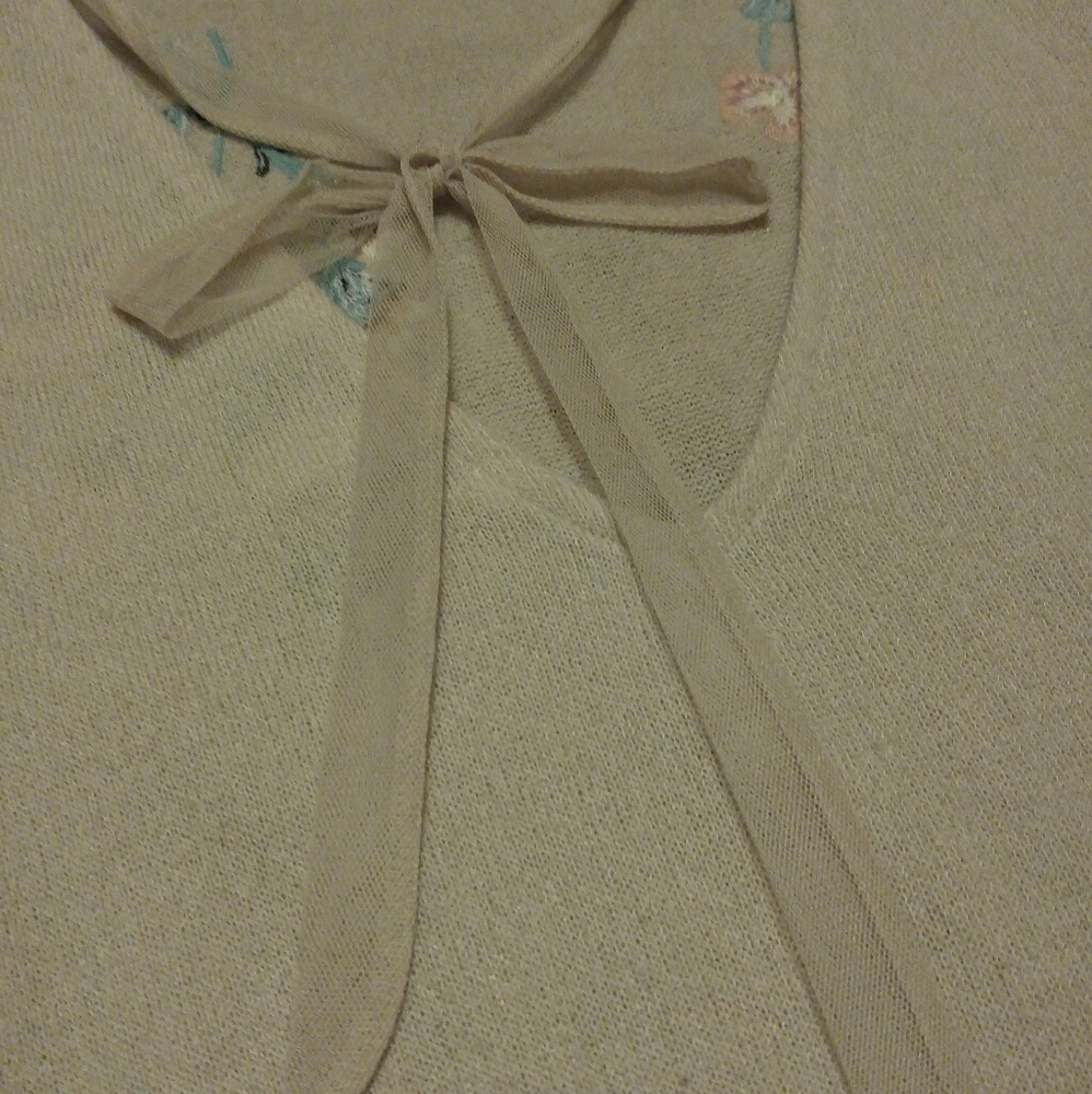 Embroidered, Beaded Floral Sweater Top - Picture 6 of 6